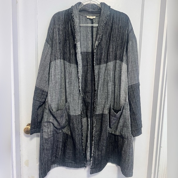Eileen Fisher 
Color-Block Shawl Collar Lagenlook Jacket One Size $258 - Picture 1 of 7